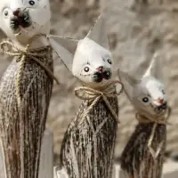 Gatos En Madera D India Tallados Pindados Set X 3 Importados