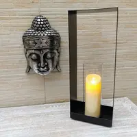 Fanal De Metal Y Vidrio Deco Import Oriente Tendencia 50cm Negro