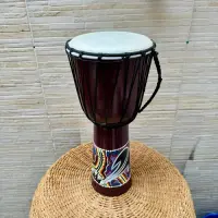 Djembe Instrumento D Indonesia Artesanal Cuero Madera Import Marrón