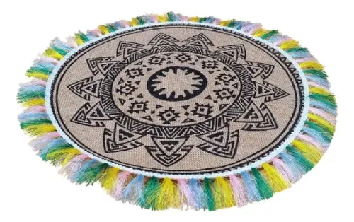 Plato De Sitio O Individual Circular C/fleco De 43 Cm Import Amarillo Liso