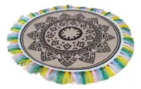 Plato De Sitio O Individual Circular C/fleco De 43 Cm Import Amarillo Liso