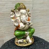 Ganesha Pintada Resina 35 Cm Artesanal Apto Exterior Pushkar Modelo 1