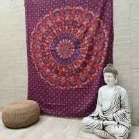 Manta Hindu Cubre Cama 1 Pl Mandala Algodón India Lona Tapiz