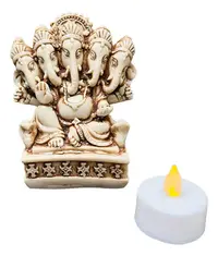 Estatuilla Ganesha 5 Cabezas Resina India Apto Exterior Blanco