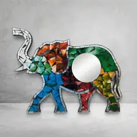Colgante Espejo Elefante Decorativo Venecitas De Indonesia Multicolor