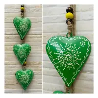 Tira 3 Corazones Importados India Metal Pintado Moviles Deco