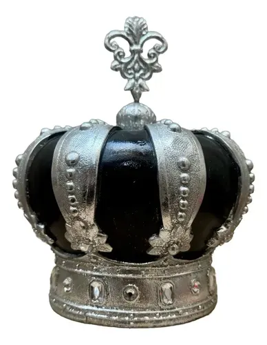 Corona Rey Reina Decorativa Cerámica Importada Adorno Plateado
