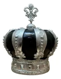 Corona Rey Reina Decorativa Cerámica Importada Adorno Plateado