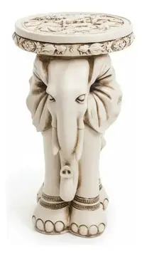 Elefante 65 Cm Apto Exterior Artesanal Hecho En Resina Mesa Blanco