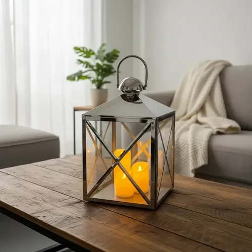 Farol Fanal Importado India Plateado Tendencia Zen Oriente Plateado