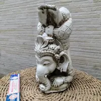 Estatua De Resina Ganesha Yoga Apto Exterior Ideal Jardin Blanco
