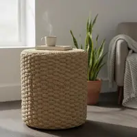 Puff De Yute Natural Rustico Importado Banco Mesa Artesanal Modelo 3