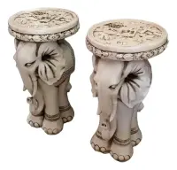 Elefante 65 Cm Apto Exterior Artesanal Hecho En Resina Mesa Blanco