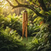 Llamador De Ángeles Hecho En Bamboo Import Artesanal India Marrón