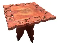 Mesa Auxiliar Madera Teka De India 40 Tallado Artesanal Marrón