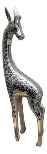 Estatuilla Jirafa Aluminio 40 Cm Import Oriente Deco Adorno Plateado