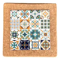 Posa Pava Fuente En Corcho/ceramica Cuadrado Importa Oriente