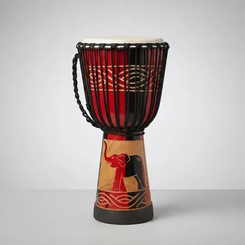 Djembe Instrumento Artesanal Tallado Indonesia Tambor Grande Marrón