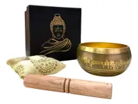Cuenco Tibetano 7 Metales Caja Y Accesoarios Import Himalaya Dorado Oscuro