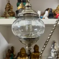 Velador Turco Otomano Importado Decoración Pushkar Tienda Plateado Transparente