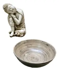 Bowl Grande De Bamboo Importado Bandejas Apilables Marrón