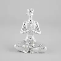 Estatua Yoga Original Decorativa De Resina Plateado