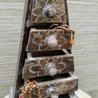 Alhajero Piramide Importado India Artesanal Cajonera 60cm Marrón
