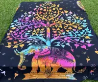 Manta Cubrecama De Algodón Hindu 2y1/2p Mandala Cubresillon
