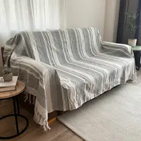 Manta Cobertor Rustico Hindú 1 1/2 Pl Importado India Kerala Gris Blanco Rayas