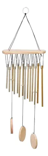 Llamadores De Ángeles Tubos Dorados Y Madera Decoración Marrón Claro