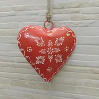 Movil Hindu Colgante Corazón Metal Importado Pintado A Mano Naranja