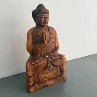 Estatua Gigante Buda 100 Cm Meditando Madera Tallada Impo.