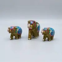 Set De 3 Elefantes De Resina Importados De India Abundancia