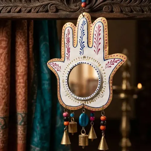 Mano Fatima De Metal De India Móvil Decorativo Hindú Campana