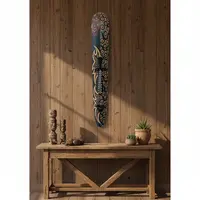 Mascara De Madera De Oriente Colgante Artesanal Decorativa Multicolor