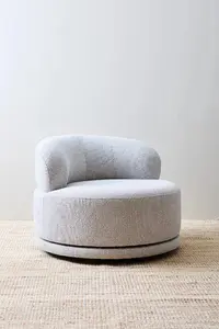 Silla Sillon Redondo Base Giratoria 360o Decoracion Pushkar Blanco