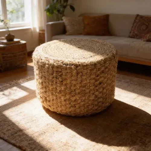 Puff Natural Yute Rustico Importado Banco Mesa Artesanal Modelo 3
