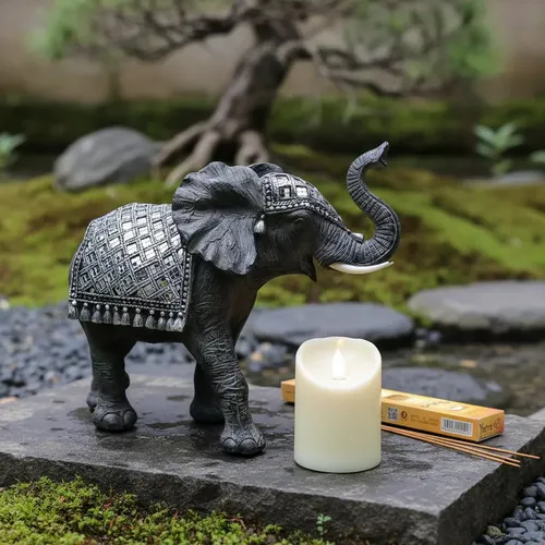 Elefante Abundancia Hindú Decorativo Jardín C Fantasías Ext Gris Oscuro