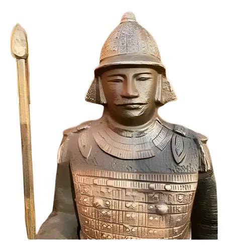 Estatua Artesanal Guerrero Terracota 190 Cm Apto Exterior  Óxido