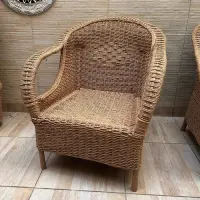 Juego Artesanal Sillones D Fibra Natural X4 Unidades Galería Marrón
