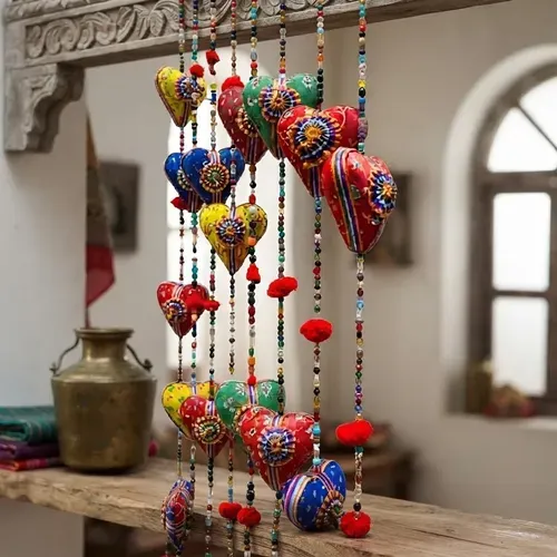 Tira De 5 Corazones Móviles Decorativos Importado De India  Varios Tira 5 Corazon