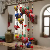 Tira De 5 Corazones Móviles Decorativos Importado De India  Varios Tira 5 Corazon