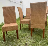 Silla Importada Indonesia Ratan Doble Tejido Madera Oriente No Marrón Marrón Claro