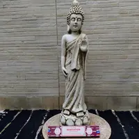Estatua De Buda Rezando Parado Importado Oriente Apto Ext Blanco