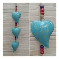Tira 3 Corazones Importados India Metal Pintado Moviles Deco
