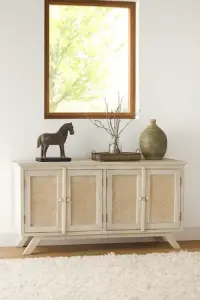 Mueble Organizador Bajillero Bajo Ventana Pushkar Tienda Beige