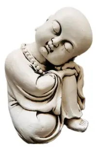 Estatua Monje Reposando 27 Cm Resina Apto Exterior De Jardin Blanco