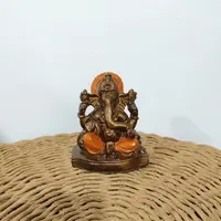 Ganesha Dorada Importada India Estatuilla Artesanal Resina Naranja