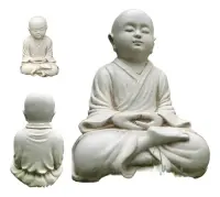 Estatua Monje Meditando Resina Apto Exterior Ideal Jardín Blanco