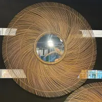 Espejo Artesanal En Ratán Natural Deco Importado Indonesia Marrón Claro